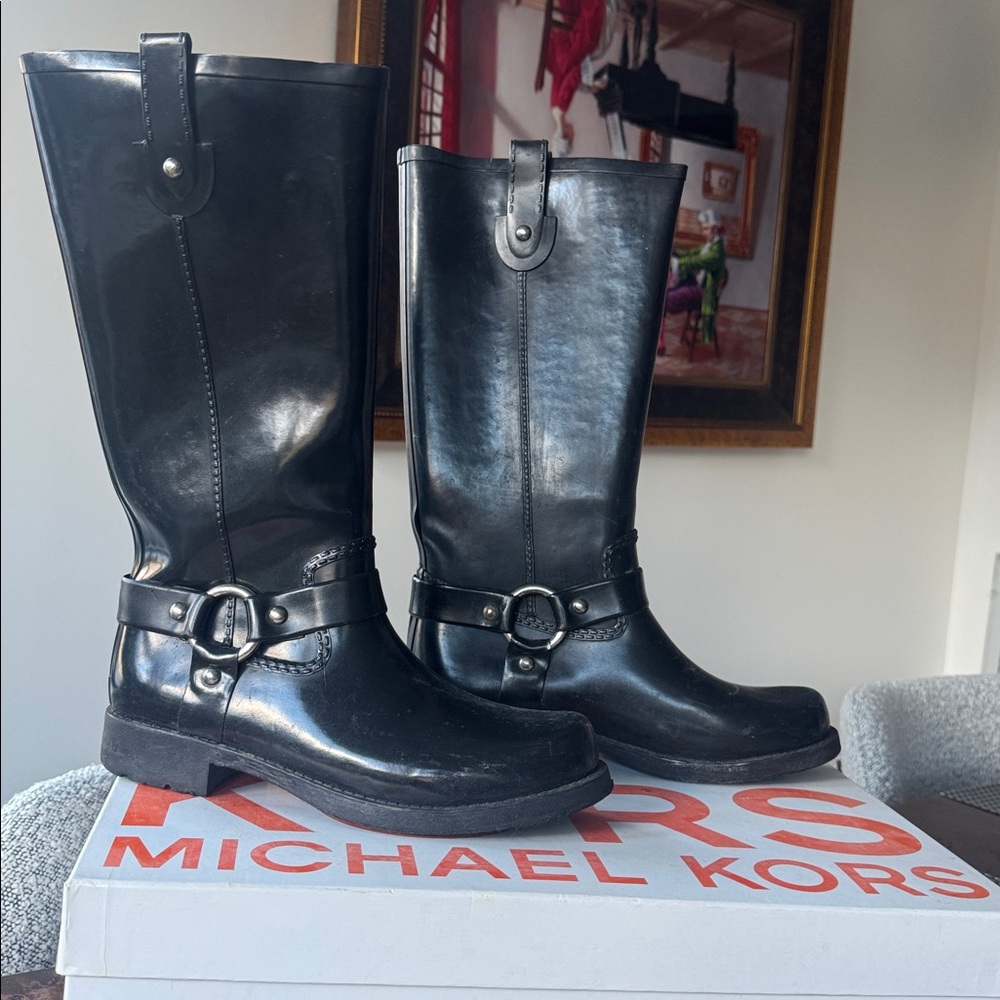 Michael Kors Black Stormy Rain Boots